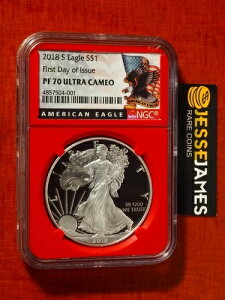 2018 Sプルーフ シルバーイーグル NGC PF70 ウルトラカメオ 発行初日 FDI レッドコア