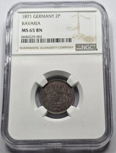 �h�C�c 1871�N �R�C�� 2 �t�F�j���O �o�C�G���� NGC MS65BN