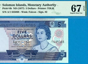 �\����������-5 $-1977-A/1-S/N 645068-P.6b *PMG 67 EPQ SUPERB GEM UNC*TOP POP*