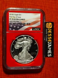 2018 Sプルーフ シルバーイーグル NGC PF70 ウルトラカメオ 発行初日 FDI レッドコア