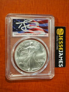 2021 シルバーイーグル PCGS MS70 フラッグ トーマス・クリーブランド サイン入り ファーストストライク タイプ2