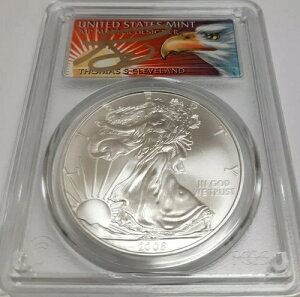 2008年 1ドル アメリカン シルバー イーグル 1オンス ドル PCGS MS70 トーマス クリーブランド イーグル 134枚中1枚
