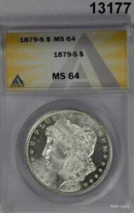 1879年製 S モーガン シルバー ドル ANACS 認定 MS64 まさに宝石のような輝き! #13177