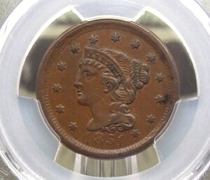 1851年 編み込みヘアヘッド ラージセント 1セント PCGS AU50 #923 Unc ECC&C, Inc. について