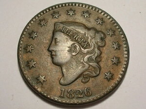 1826年ラージセント(VF、N-7、アトラクティブ)