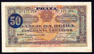 Ur[N BANCO DA BEIRA 50 CENTAVOS 1919 P-R4a aUNC