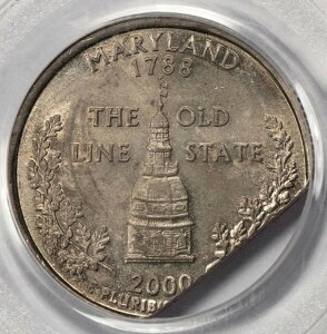 2000年 PCGS AU58 14% ストレートエンドクリップ メリーランドクォーター ミントエラー