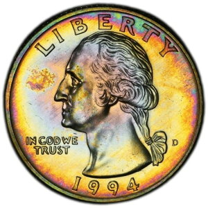 MS65 1994-D 25セントワシントンクォーター、PCGS Trueview-レインボーアルバムトーン