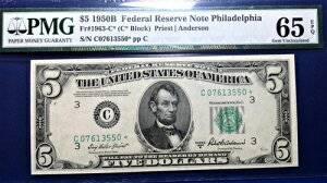 1950B 5hAMs Fr-1963-C* tBftBA PMG65 Gem EPQ