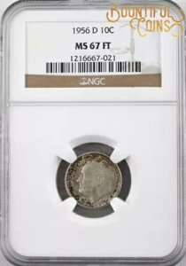~1956 D NGC MS 67 FT ルーズベルト ダイム 10セント 10セント トーン フルトーチバンド (M168)~