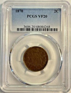 1870年 2セント硬貨 - PCGS VF20