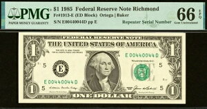1985�N�� 1�h�� ���b�`�����h FRN PMG 66EPQ �t�@���V�[�W�F�����s�[�^�[ �V���A���i���o�[ 00440044