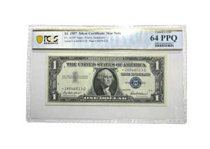 1957NF 1h ??STAR Fr. 1619* PCGS 64 PPQ GEM UNC S/N*26546513C