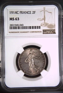 2�t���� 1914 C �t�����X �J�X�e���T���Z�� NGC MS63 �t�����X �t����-
