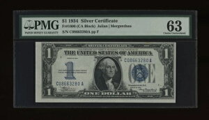 DBR 1934 $1 Vo[ t@j[obN Fr. 1606 CA ubN PMG 63 VA C08663280A