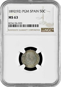 XyC 50 ZeB 1892 PGMANGC NS63AuAtH\ 13  (1886 - 1931)v