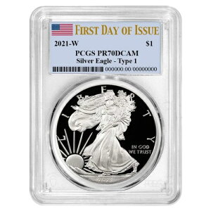 2021-W $1 1�I���X �v���[�t T-1 �A�����J���V���o�[�C�[�O�� PCGS PR70DCAM FDOI �t���b�O���x��