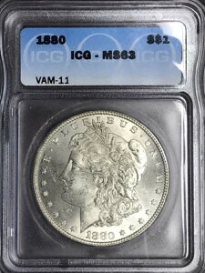1880 P MS63 VAM 11 ダブル880、8/7ホット50 ナイスストライク&ラスター モーガンシルバー