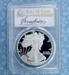 2006年 W PCGS PR 70 D-Cam イーグル銀貨、1オンス .999 良質、ブルース・サッター直筆サイン