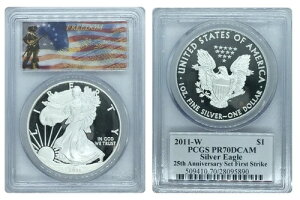 2011-W PCGS PR70DCAM �V���o�[�C�[�O�� 25���N�L�O �t�@�[�X�g�X�g���C�N�i�t���[�_�����x���j
