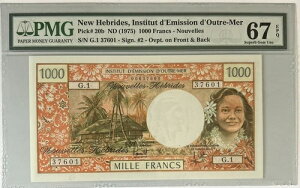 �j���[�w�u���f�B�[�Y 1000�t���� 1975�N Pk 20b PMG 67 EPQ �ɏ�W�F�� Unc Few Fineer