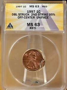 1997年 ミントエラー リンカーンセント ANACS MS 63 RD ダブルストラック 95%オフ センターユニフェイス