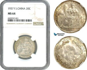 AH596�A�t�����X�̃C���h�V�i�A20�T���`�[���A1937�N�A�p�������ǁA��݁ANGC MS64