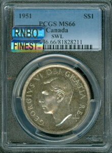 1951 SWL �J�i�_ �V���o�[ �h�� PCGS MS66 PQ MAC FINEST SPOTLESS & PL POP-5 ���A�B