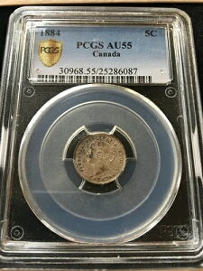 1884�N Far, Blunt 4 PCGS�O���[�h �J�i�_���X���[���V���o�[5�Z���g�A**AU-55**