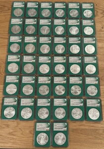 1986-2022 $ ASEコンプリートセット MS69 NGCグリーンコア、米国造幣局未開封ボックス入り