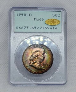 1958�N D �t�����N���� �n�[�t�_���[ PCGS ���g���[ OGH MS65 CAC �S�[���h ���C���{�[�g�[�� �����X�^�[
