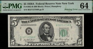 1950A $5 FRN **���ߍ��݂˂��G���[***