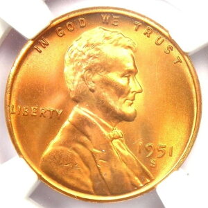 1951-S �����J�[���E�E�B�[�g�E�Z���g�E�y�j�[ 1C - NGC MS68 RD - 9,500�h������ - �g�b�v�|�b�v 7/0