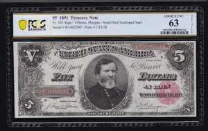 1891Nč5hȖnʎ FR 363 PCGS 63 Ch CU (987)