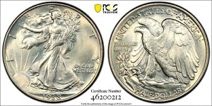 1938年 ウォーキング・リバティ 50セント シルバー ハーフドル PCGS MS 67 PCGS認定 46200212