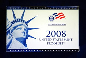 100-2008-s 米国14インチ硬貨プルーフセット。ブルーミントボックス入り、完全オリジナル