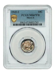 1945-S 10C PCGS MS67FB (マイクロS) - マーキュリーダイム - 希少なバラエティ