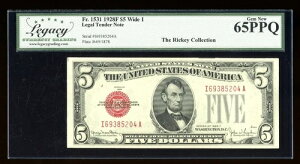 DBR 1928-F $5 ���[�K�����C�h I Fr. 1531Wi IA �u���b�N ���K�V�[ 65 PPQ �V���A�� I69385204A