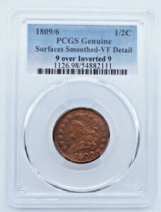 1809-6N NVbNwbh 1/2 n[tZg PCGS VF ڍ 9 Over Inverted 9 - U1446