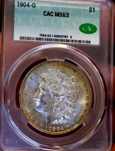 �����K�� �V���o�[ �h�� 1904 O CAC MS 63 WOW �R�C�� �������p�X�e���g�[��