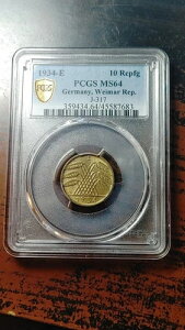 1934�N �����C�}�[�� �h�C�c 10 ���C�q�X�t�F�j�q J 317 PCGS MS64 �� 4080