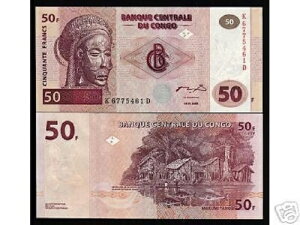 コンゴ DR. 50 フラン P-91 2000 x 20 個ロット ボート フィッシュ UNC 1/5 バンドル ノート ザイール