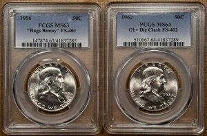 �t�����N���� 50�Z���g PCGS �o���G�e�B���b�g 1956 MS63 FS-401 �o�O�Y�A1962 MS64 FS-402 �N���b�V�� DKRC