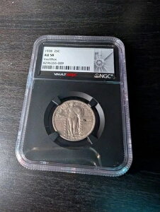 1928年 スタンディングリバティクォーター NGC AU58 ボールトボックス ブラックコア