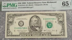 1990年 50ドル連邦準備銀行券 リッチモンド PMG 65 EPQ