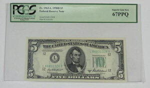 1950-B $5 �T���t�����V�X�R FRN PCGS �f���炵����� �V�i 67 PPQ Fr#1963-L