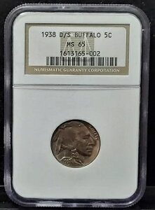 1938�N D/S �o�b�t�@���[ 5C NGC MS65 �F��ԍ� 1613165-002 �O���[�f�B���O�ς�