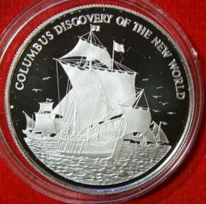 カリブ海 ジャマイカ 10ドル 1989年 シルバー KM# 140 プルーフ-PP #F5065"" 500周年記念"-