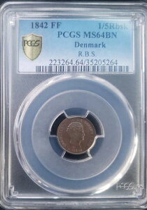 1842�N FF 1/5 ���O�X�o���N�X�L�����O �f���}�[�N PCGS MS 64 BN