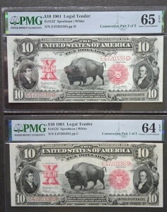 1901�N�� $10 �o�C�\�� - �A���y�A - 64 EPQ & 65 EPQ - ���Ɋ󏭂ȃy�A